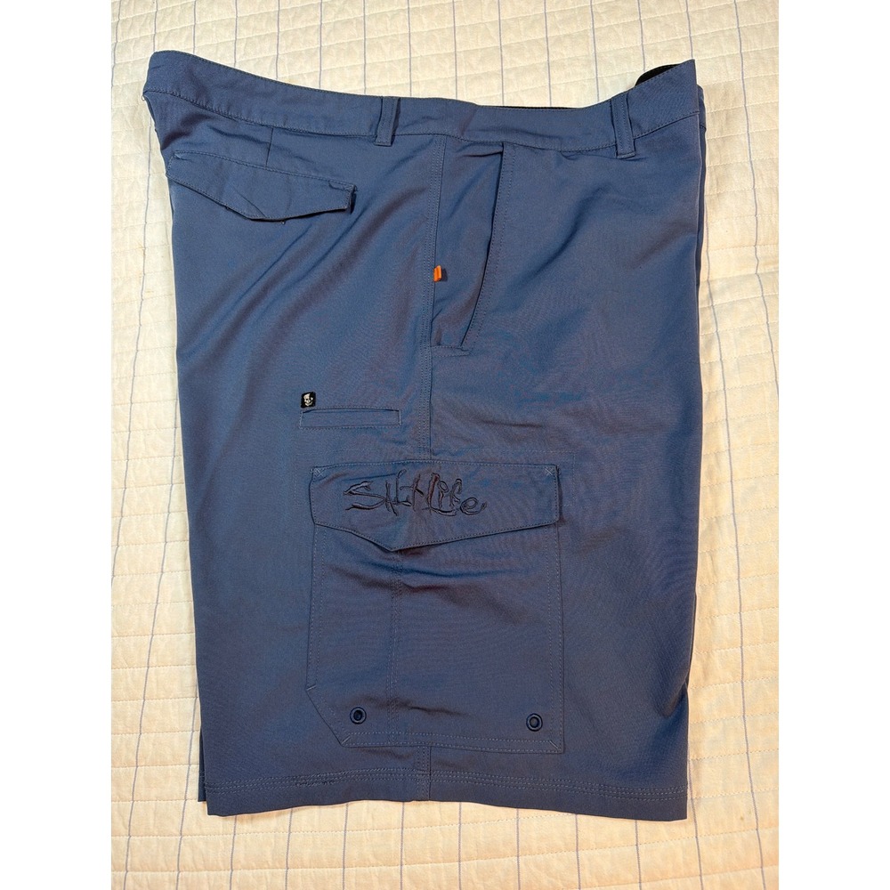 Salt Life SLX-QD Vapor Stretch Cargo Shorts Mens 40 Blue Fishing Quick Dry